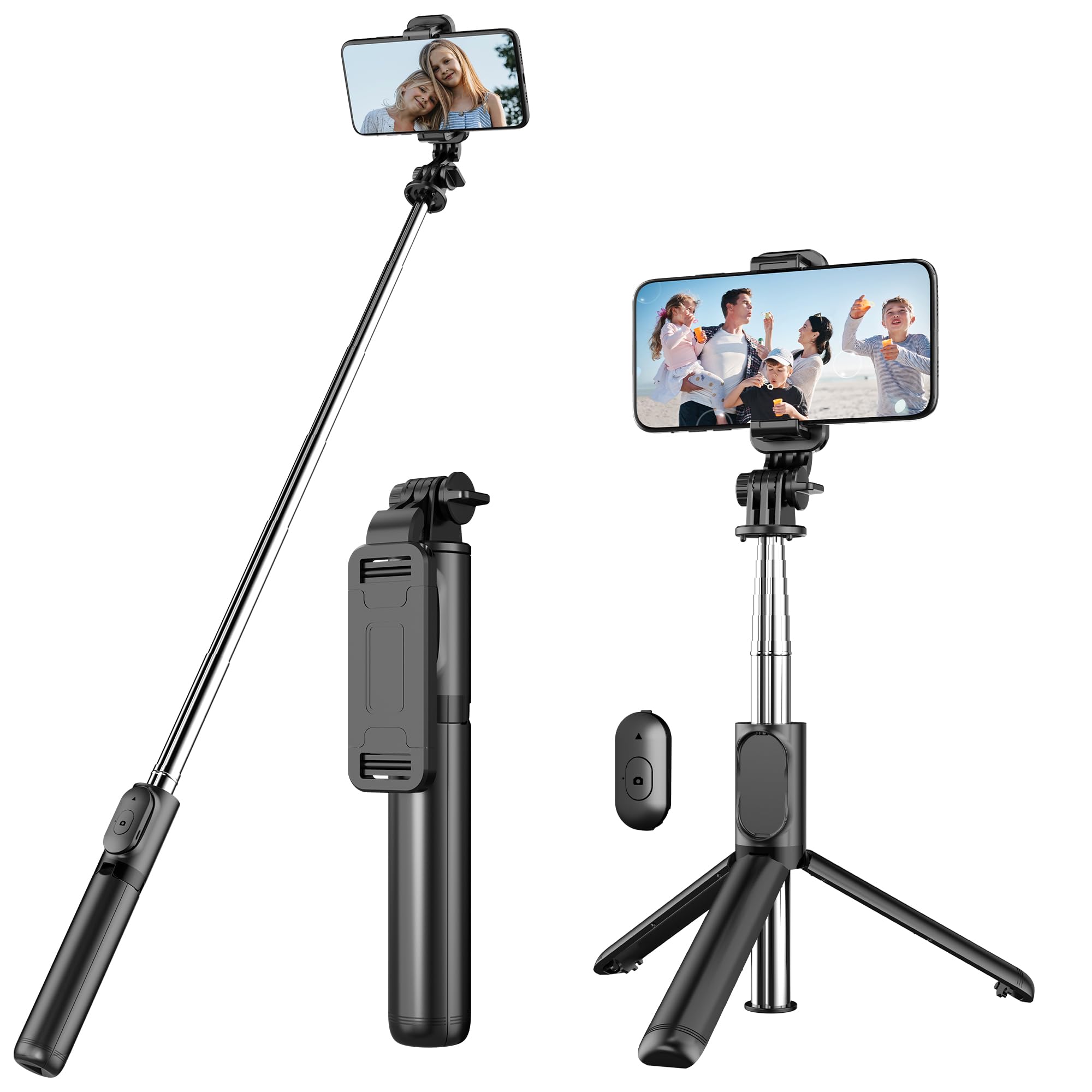 Selfie Stick Tripod With Detachable Wireless Remote, 4 In 1 Extendable Portable Selfie Stick & Phone Tripod Stand Compatible Wit